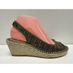 Vidoretta  women size 38 EU 8 US shiny green slingback Wedge espadrille sandals